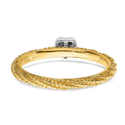 Sterling Silver Diamond Stackable Expressions Gold-plated Heart Ring