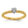 Sterling Silver Diamond Stackable Expressions Gold-plated Heart Ring