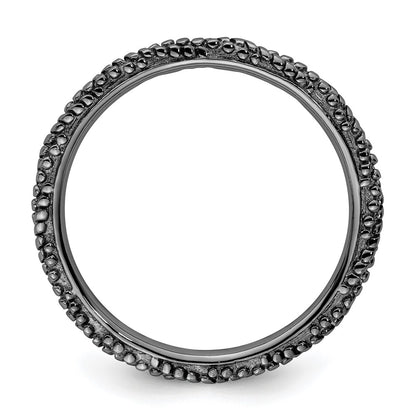 Sterling Silver Stackable Expressions Polished Ruthenium Plated Ring