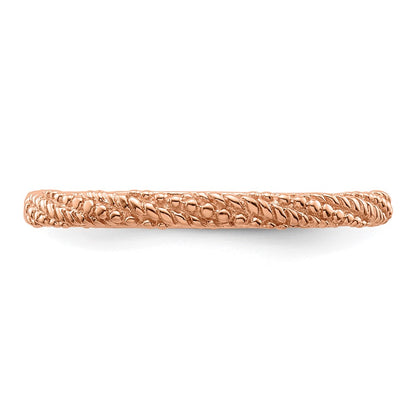 Sterling Silver Stackable Expressions Polished Rose Gold-plated Ring