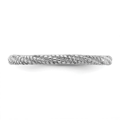 Sterling Silver Stackable Expressions Polished Textured Ring
