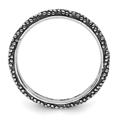 Sterling Silver Stackable Expressions Polished Antiqued Ring
