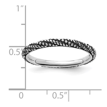 Sterling Silver Stackable Expressions Polished Antiqued Ring