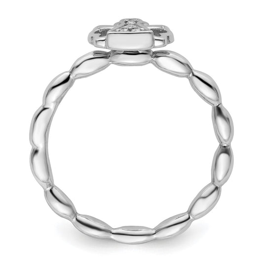 Sterling Silver Stackable Expressions Polished Diamond Angel w/halo Ring