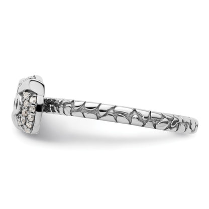 Sterling Silver Stackable Expressions Garnet & Diamond Owl Ring