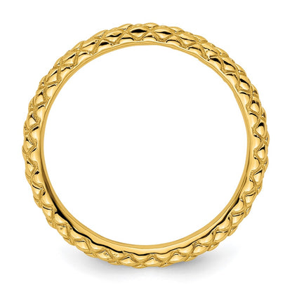 Sterling Silver Stackable Expressions Gold-plated Criss-cross Ring