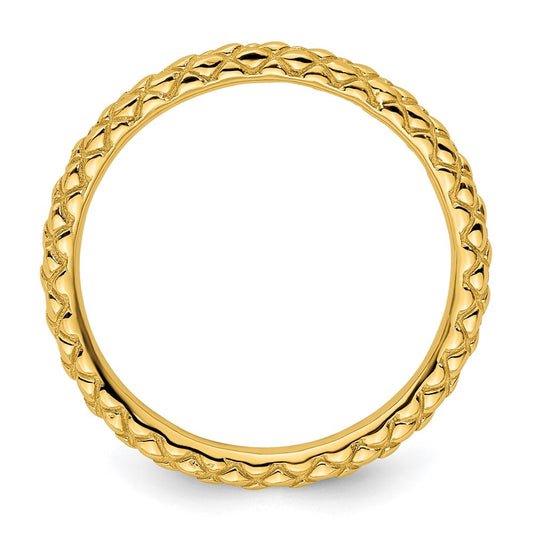 Sterling Silver Stackable Expressions Gold-plated Criss-cross Ring