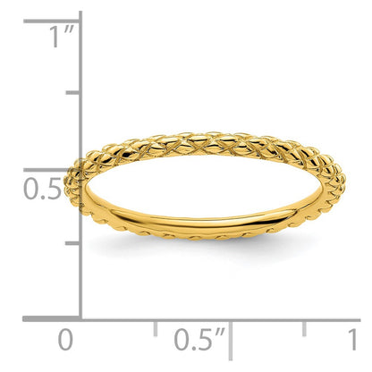 Sterling Silver Stackable Expressions Gold-plated Criss-cross Ring