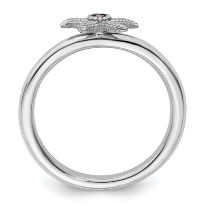 Sterling Silver Stackable Expressions Amethyst Starfish Ring