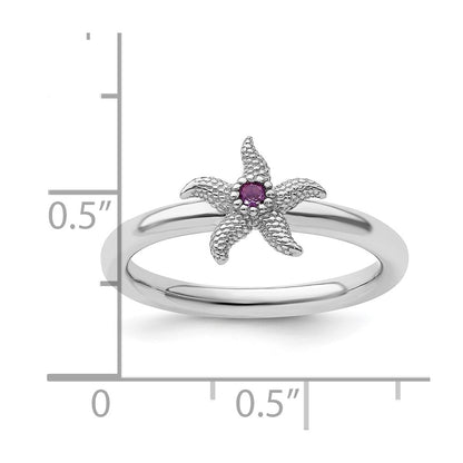 Sterling Silver Stackable Expressions Amethyst Starfish Ring