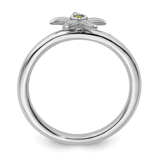 Sterling Silver Stackable Expressions Peridot Starfish Ring
