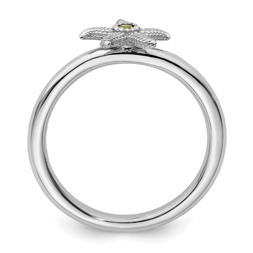 Sterling Silver Stackable Expressions Peridot Starfish Ring