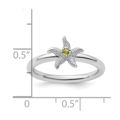 Sterling Silver Stackable Expressions Peridot Starfish Ring