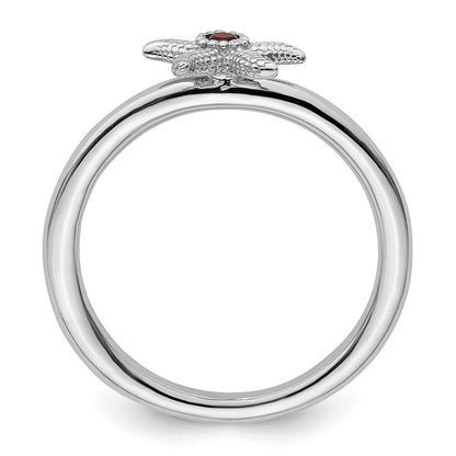 Sterling Silver Stackable Expressions Garnet Starfish Ring