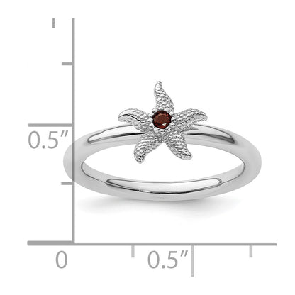 Sterling Silver Stackable Expressions Garnet Starfish Ring