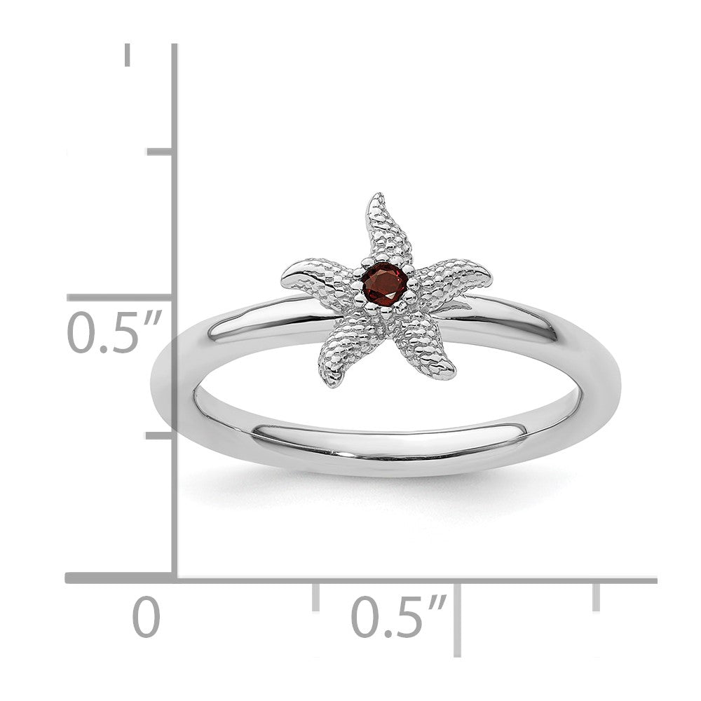 Sterling Silver Stackable Expressions Garnet Starfish Ring
