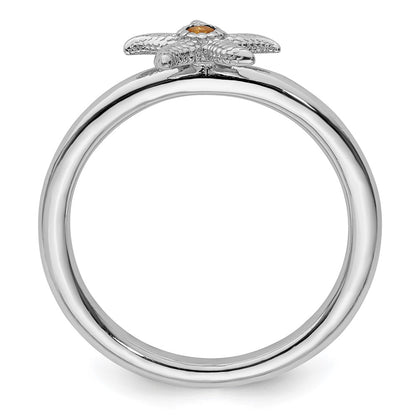 Sterling Silver Stackable Expressions Citrine Starfish Ring