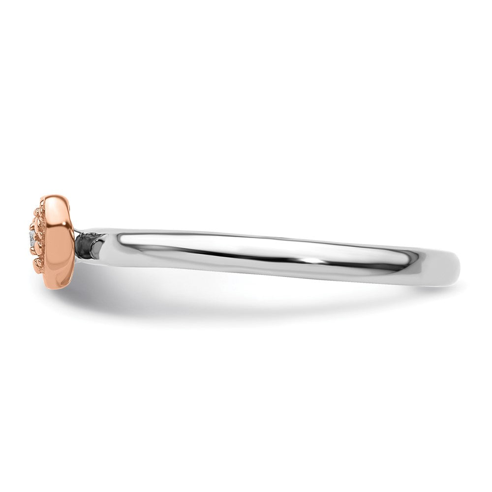 Sterling Silver/Rose Gold-plated Stackable Expressions Diamond Heart Ring