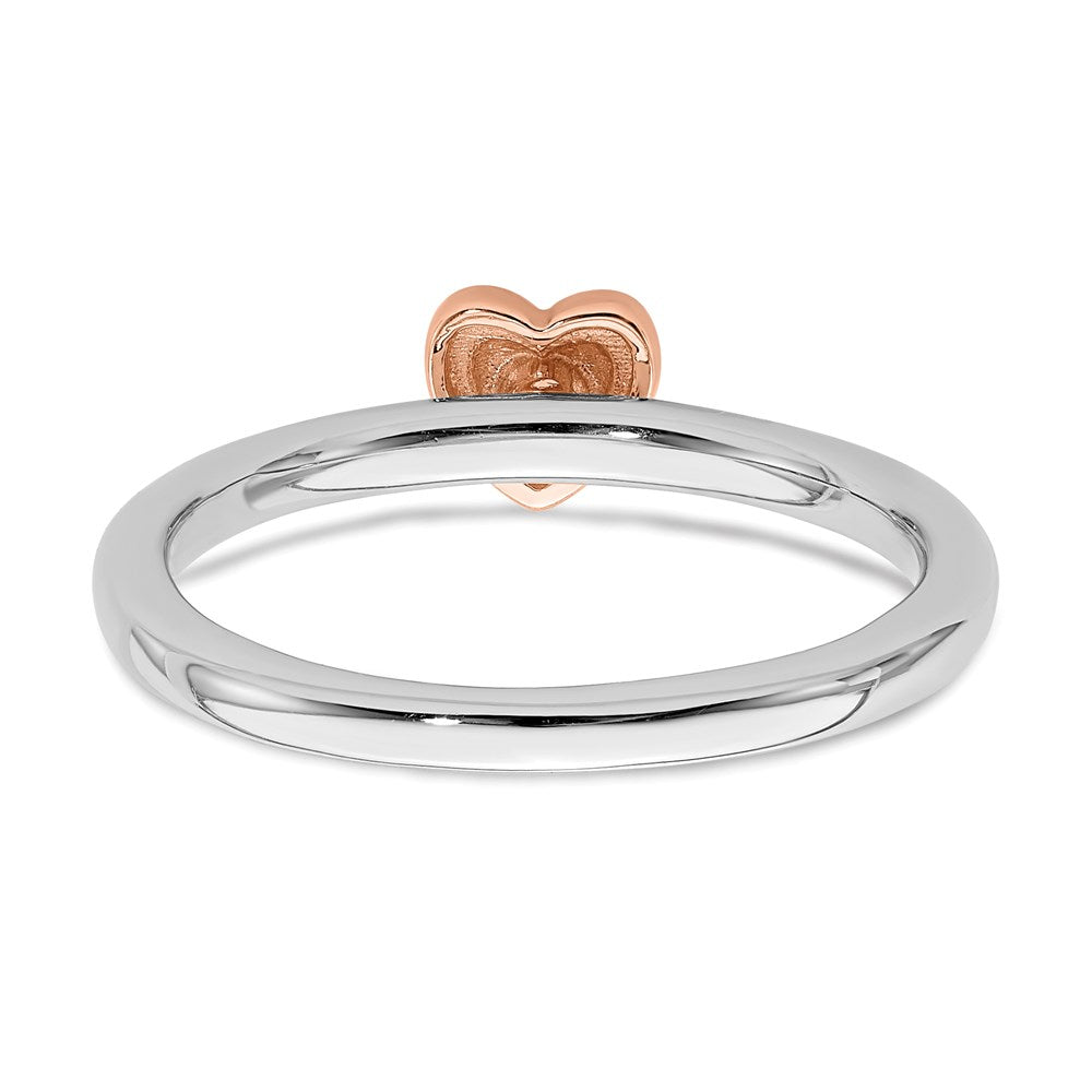 Sterling Silver/Rose Gold-plated Stackable Expressions Diamond Heart Ring