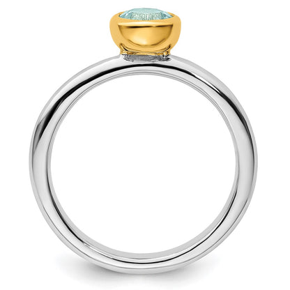 Sterling Silver Stackable Expressions w/Gold-plate Aquamarine Ring