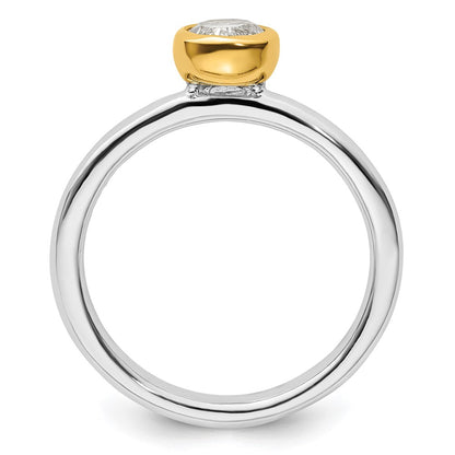 Sterling Silver Stackable Expressions w/Gold-plated White Topaz Ring