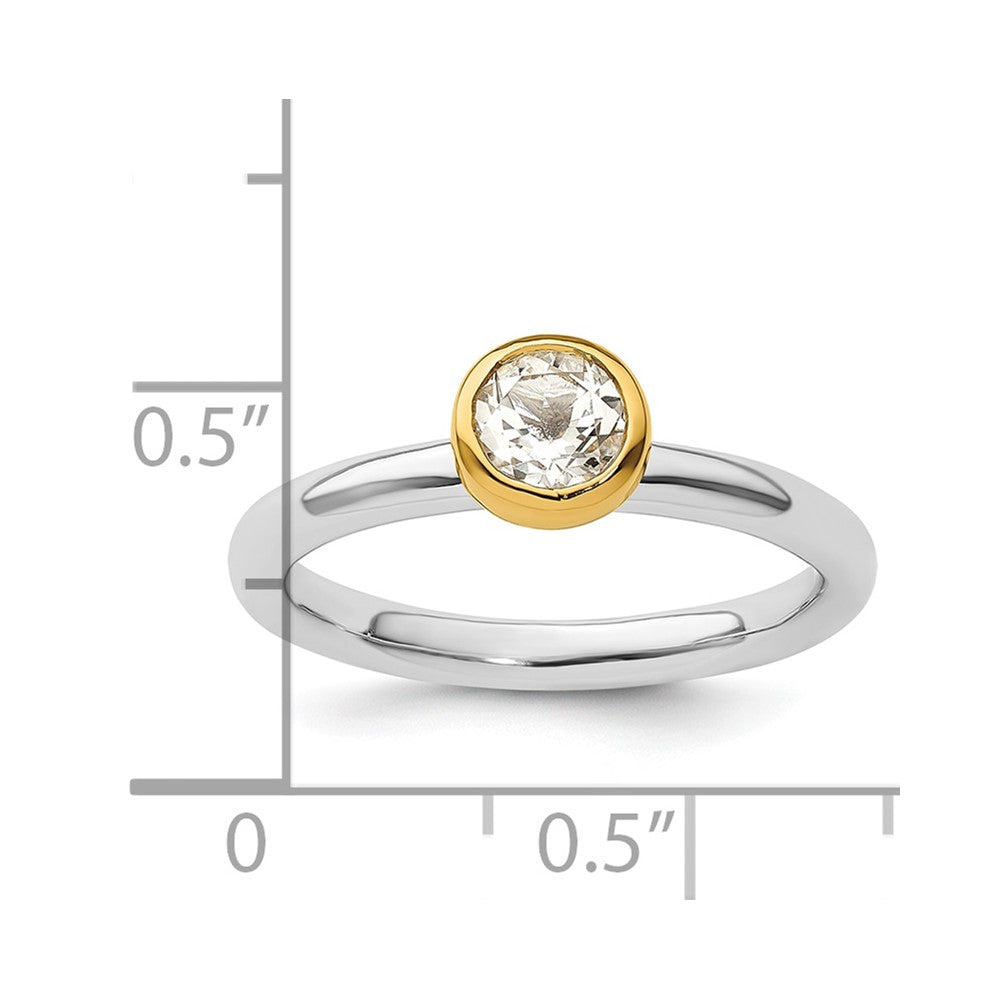 Sterling Silver Stackable Expressions w/Gold-plated White Topaz Ring