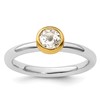Sterling Silver Stackable Expressions w/Gold-plated White Topaz Ring