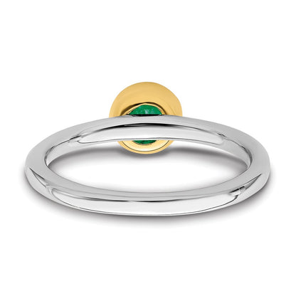 Sterling Silver Stackable Expressions w/Gold-plate Cr. Emerald Ring