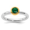 Sterling Silver Stackable Expressions w/Gold-plate Cr. Emerald Ring