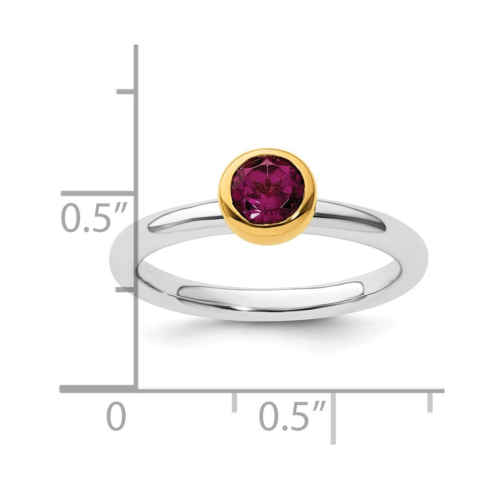 Sterling Silver Stackable Expressions w/Gold-plated Rhod. Garnet Ring