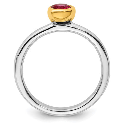 Sterling Silver Stackable Expressions w/Gold-plate Cr. Ruby Ring