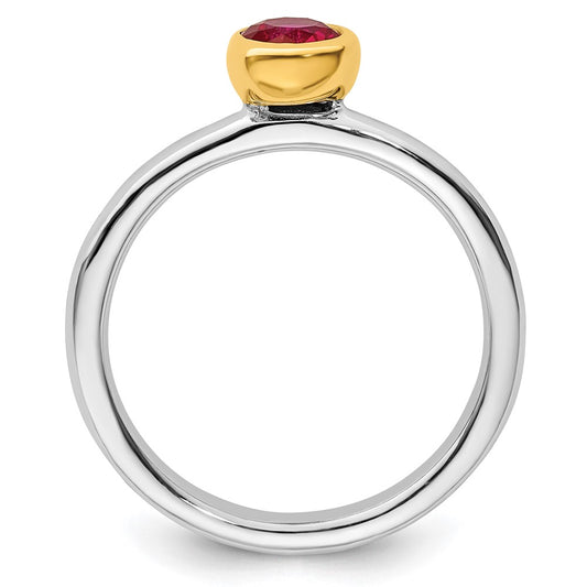 Sterling Silver Stackable Expressions w/Gold-plate Cr. Ruby Ring