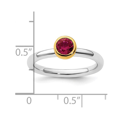 Sterling Silver Stackable Expressions w/Gold-plate Cr. Ruby Ring