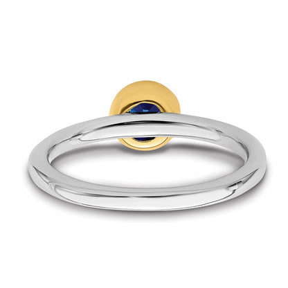 Sterling Silver Stackable Expressions w/Gold-plated Cr. Sapphire Ring
