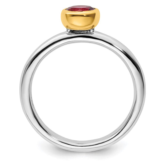 Sterling Silver Stackable Expressions w/Gold-plate P. Tourmaline Ring