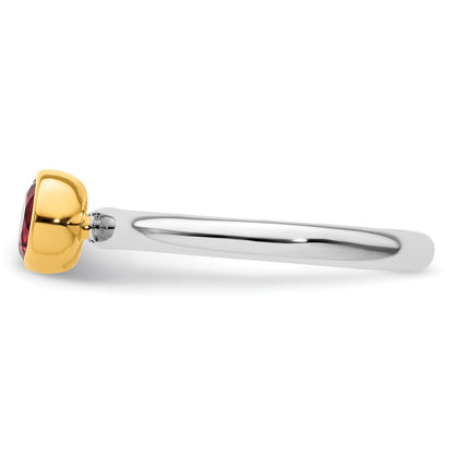 Sterling Silver Stackable Expressions w/Gold-plate P. Tourmaline Ring