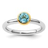 Sterling Silver Stackable Expressions w/Gold-plated Blue Topaz Ring