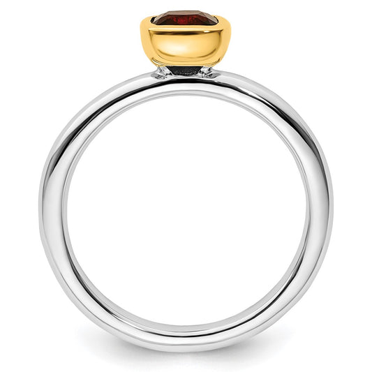 Sterling Silver Stackable Expressions w/Gold-plated Garnet Ring