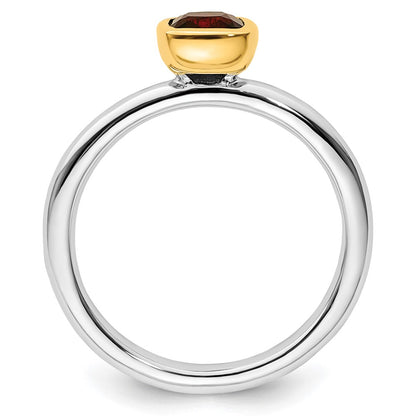 Sterling Silver Stackable Expressions w/Gold-plated Garnet Ring