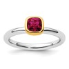 Sterling Silver Stackable Expressions w/Gold-plated Cr. Ruby Ring