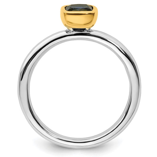 Sterling Silver Stackable Expressions w/Gold-plate Cr. Sapphire Ring