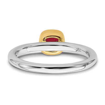 Sterling Silver Stackable Expressions w/Gold-plated P.Tourmaline Ring