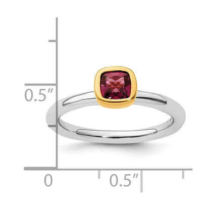 Sterling Silver Stackable Expressions w/Gold-plated P.Tourmaline Ring