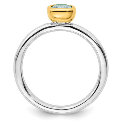 Sterling Silver Stackable Expressions w/Gold-plated Blue Topaz Ring