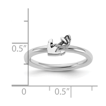 Sterling Silver Stackable Expressions Antiqued Anchor Ring