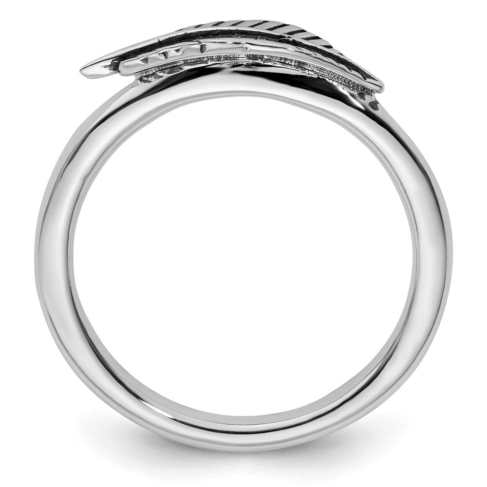 Sterling Silver Stackable Expressions Antiqued Feather Ring