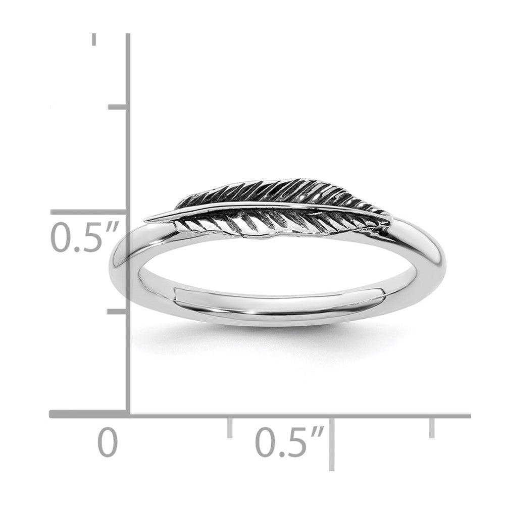 Sterling Silver Stackable Expressions Antiqued Feather Ring