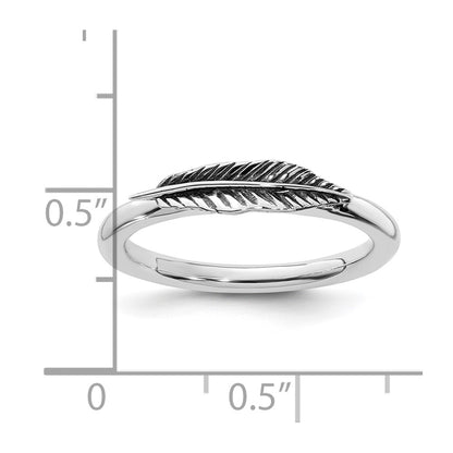 Sterling Silver Stackable Expressions Antiqued Feather Ring