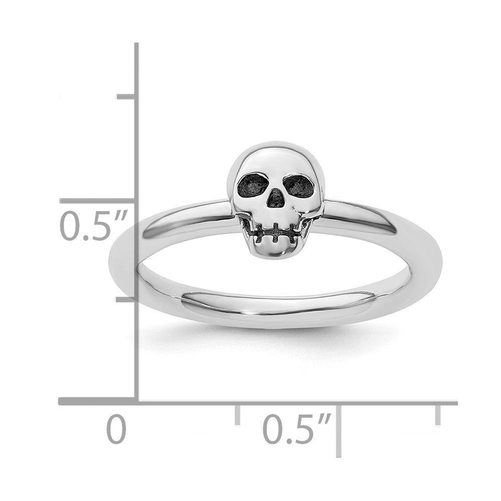 Sterling Silver Stackable Expressions Antiqued Skull Ring