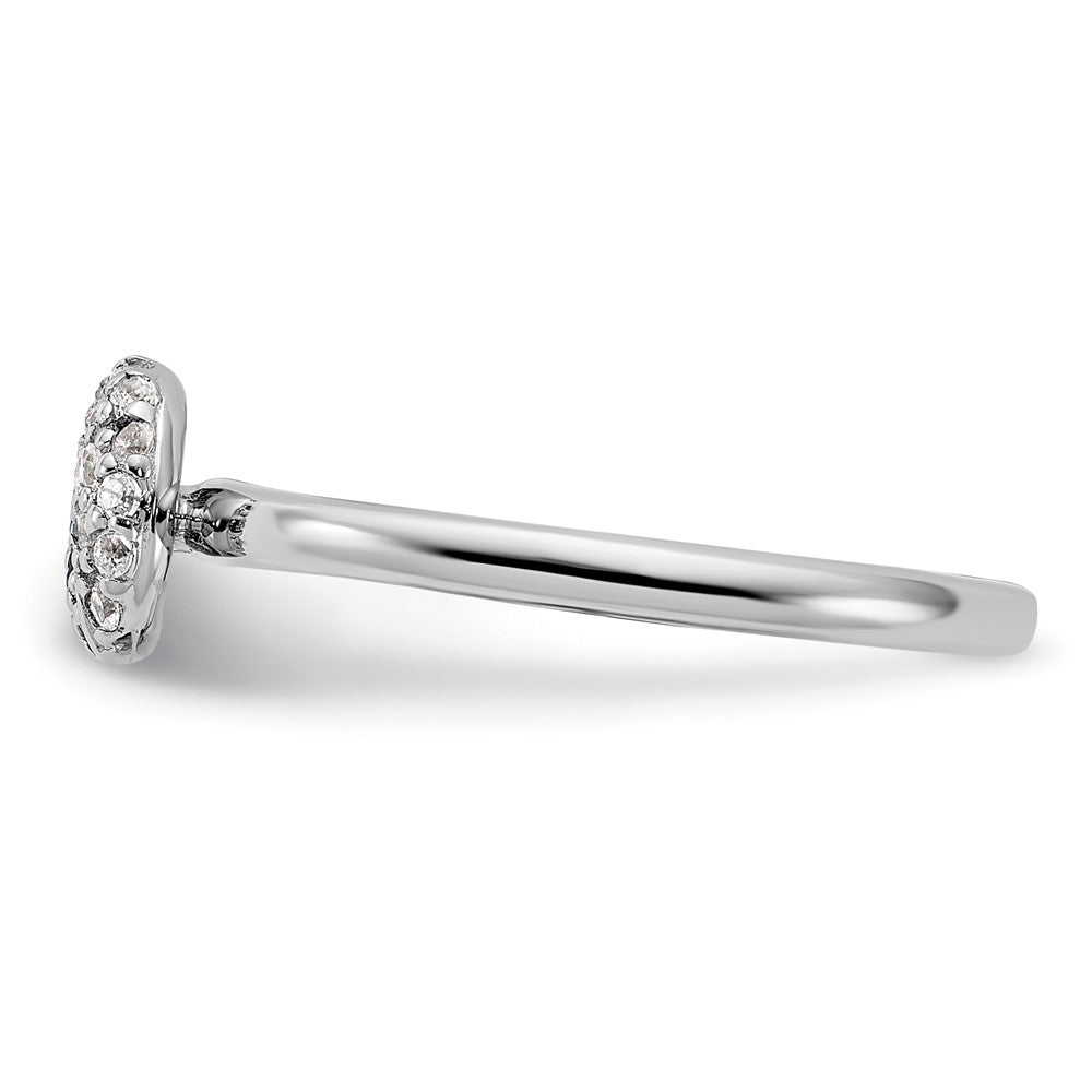 Sterling Silver Stackable Expressions Rhodium White Topaz Onyx Ring